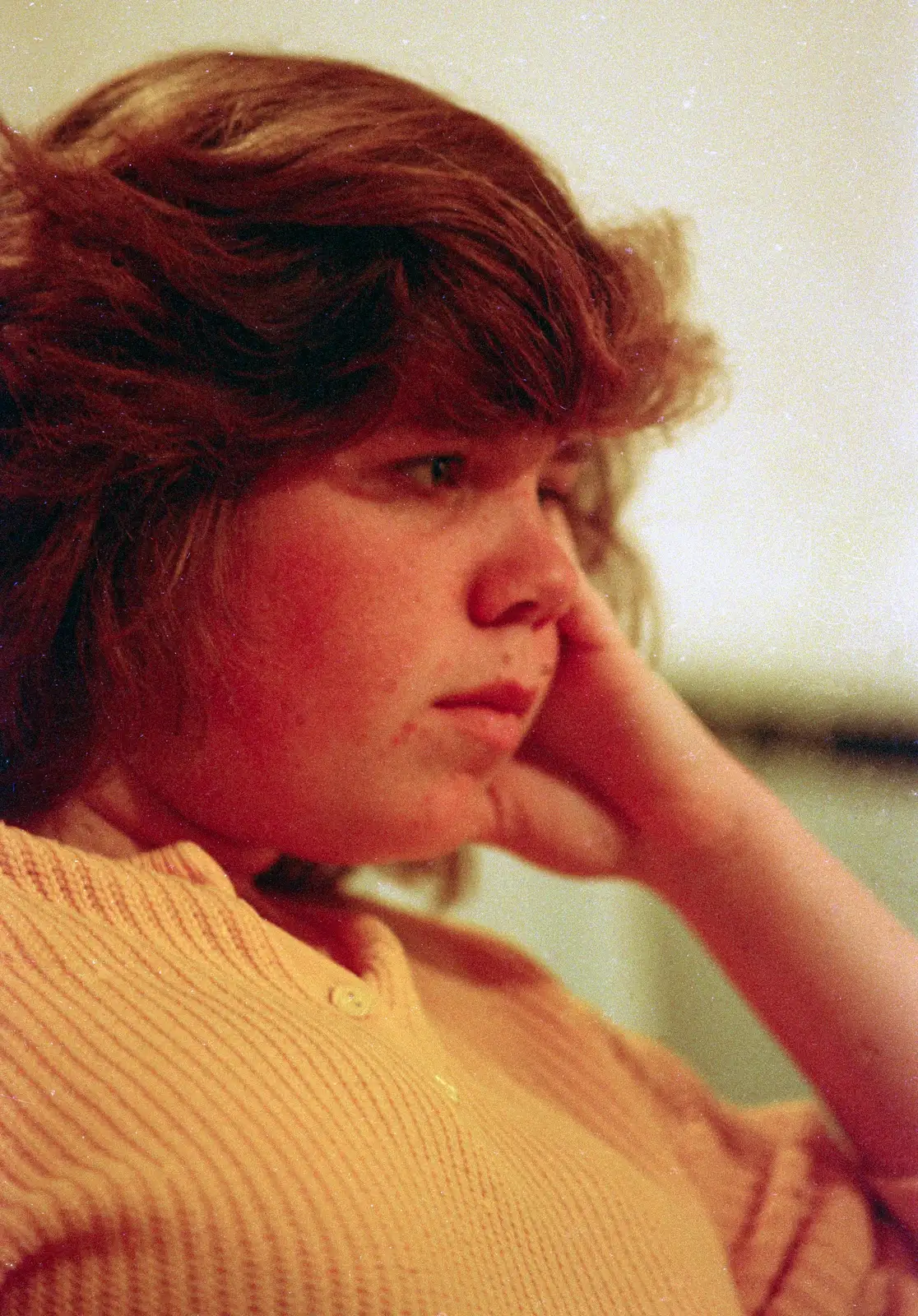 Sis watches telly, from Harvester Way Randomness, Lymington, Hampshire - 14th July 1986
