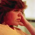 Sis watches telly, Harvester Way Randomness, Lymington, Hampshire - 14th July 1986