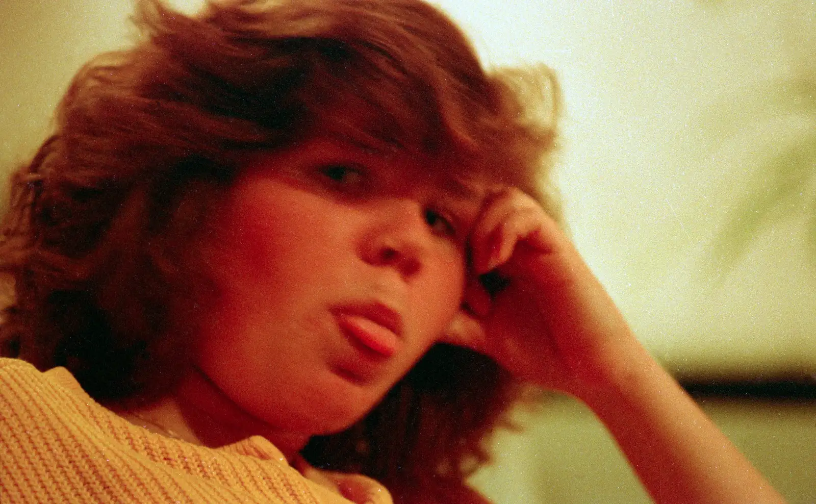 Sis sticks her tongue out, from Harvester Way Randomness, Lymington, Hampshire - 14th July 1986