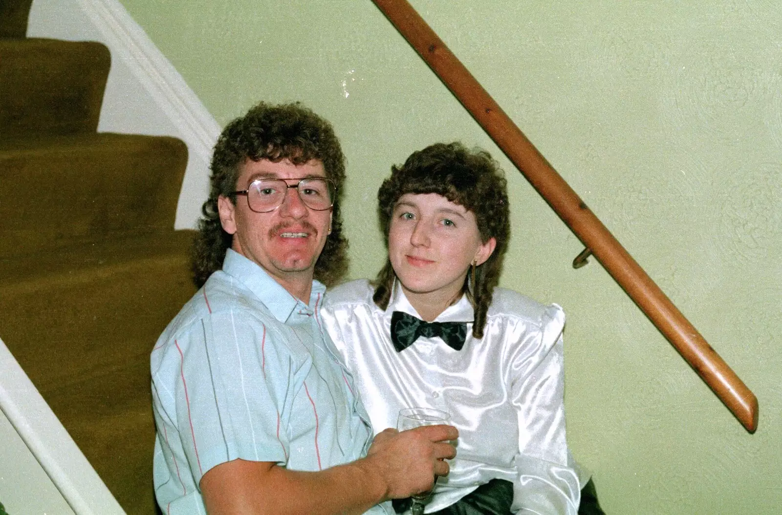 Halfway up the stairs is the stair where they sit, from A CB Radio Party, Stem Lane, New Milton - 15th July 1986