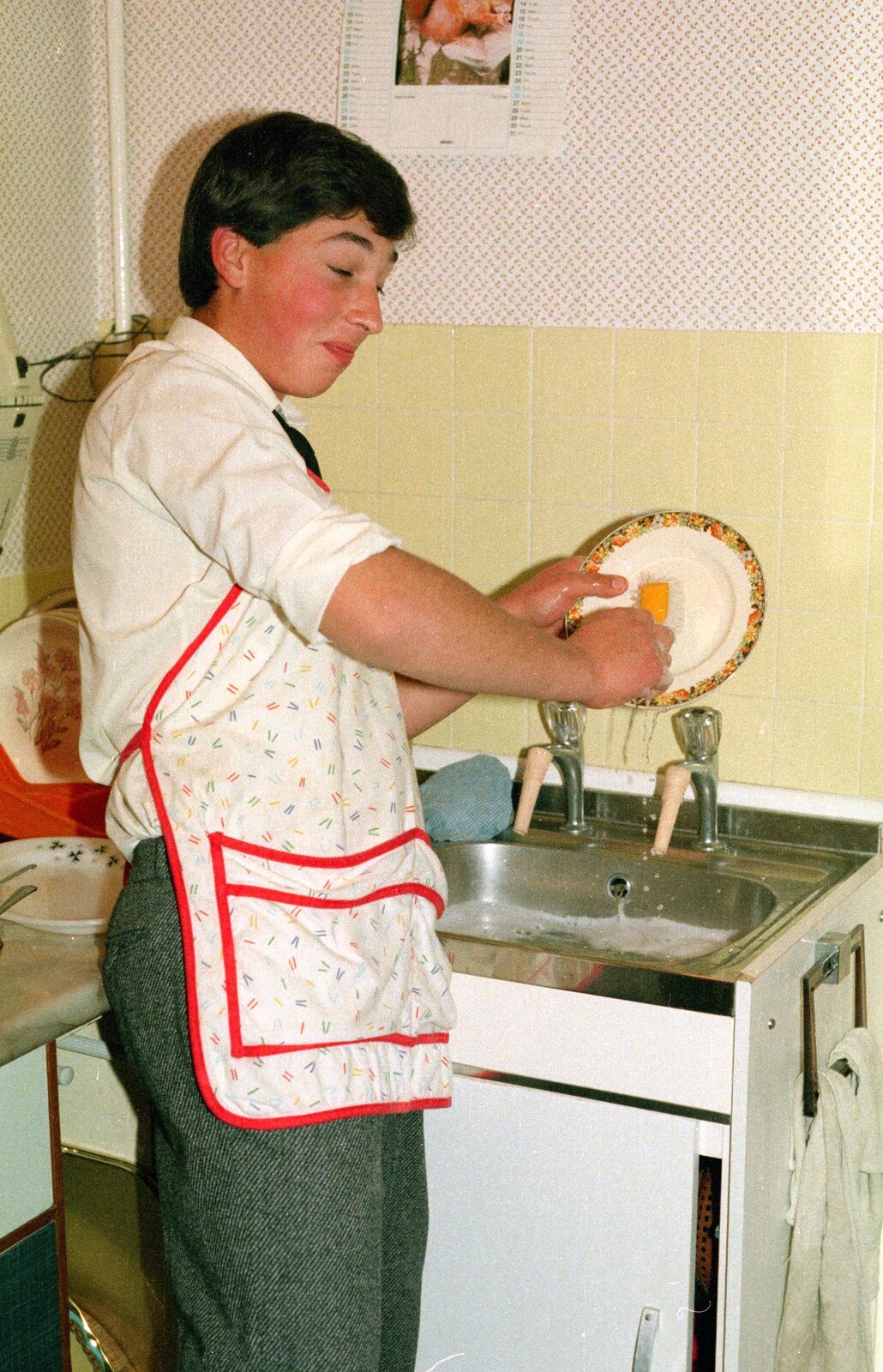 A spot of washing up occurs from A CB Radio Party, Stem Lane, New Milton - 15th July 1986