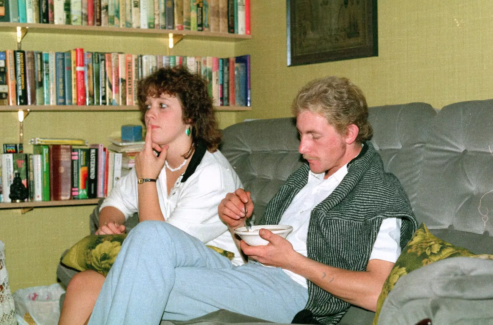 Clare ponders, from A CB Radio Party, Stem Lane, New Milton - 15th July 1986