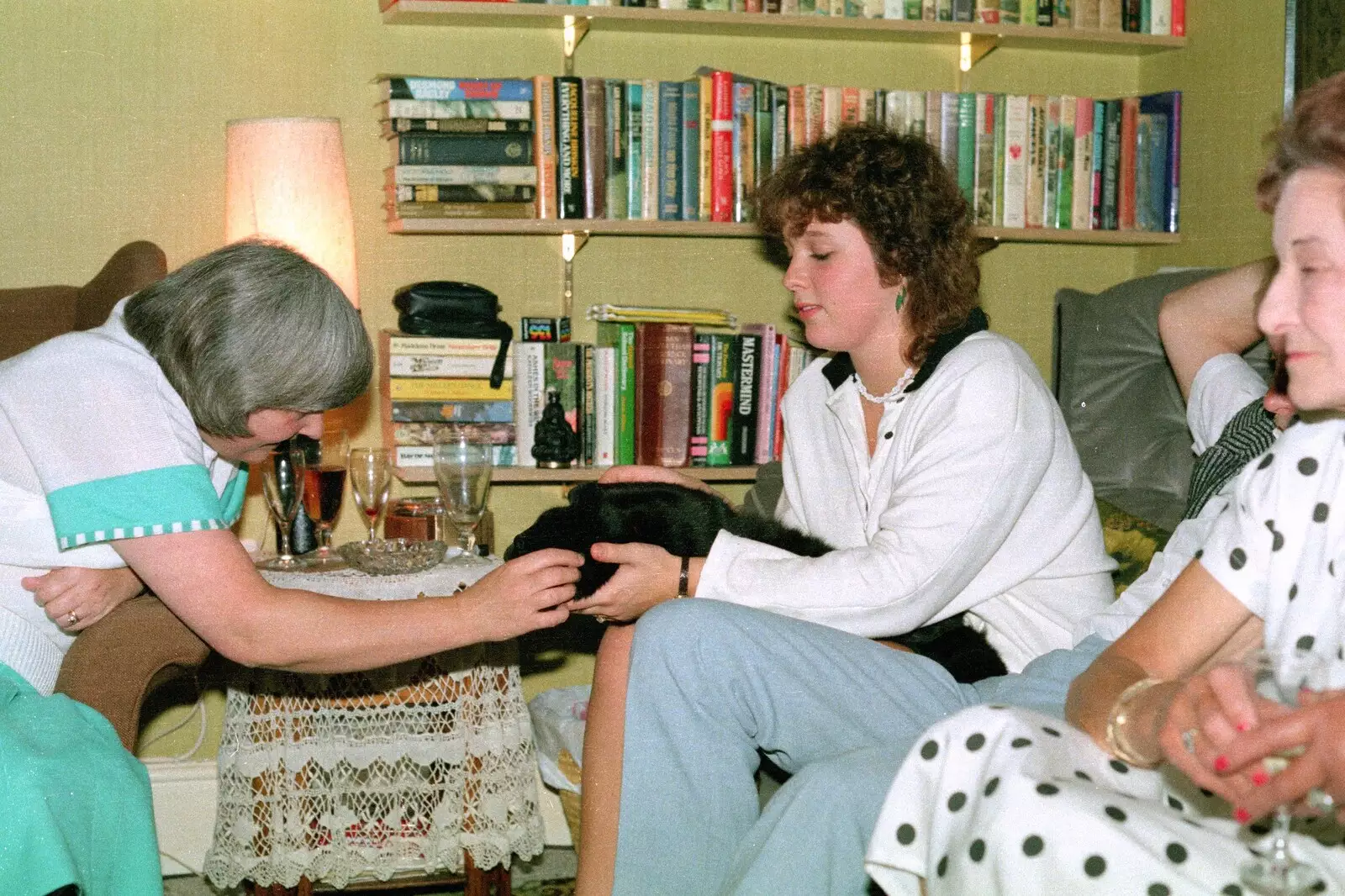 The cat gets passed around, from A CB Radio Party, Stem Lane, New Milton - 15th July 1986