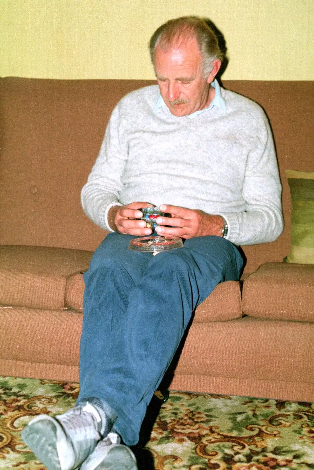 Someone does a Rubik's cube or something, from A CB Radio Party, Stem Lane, New Milton - 15th July 1986