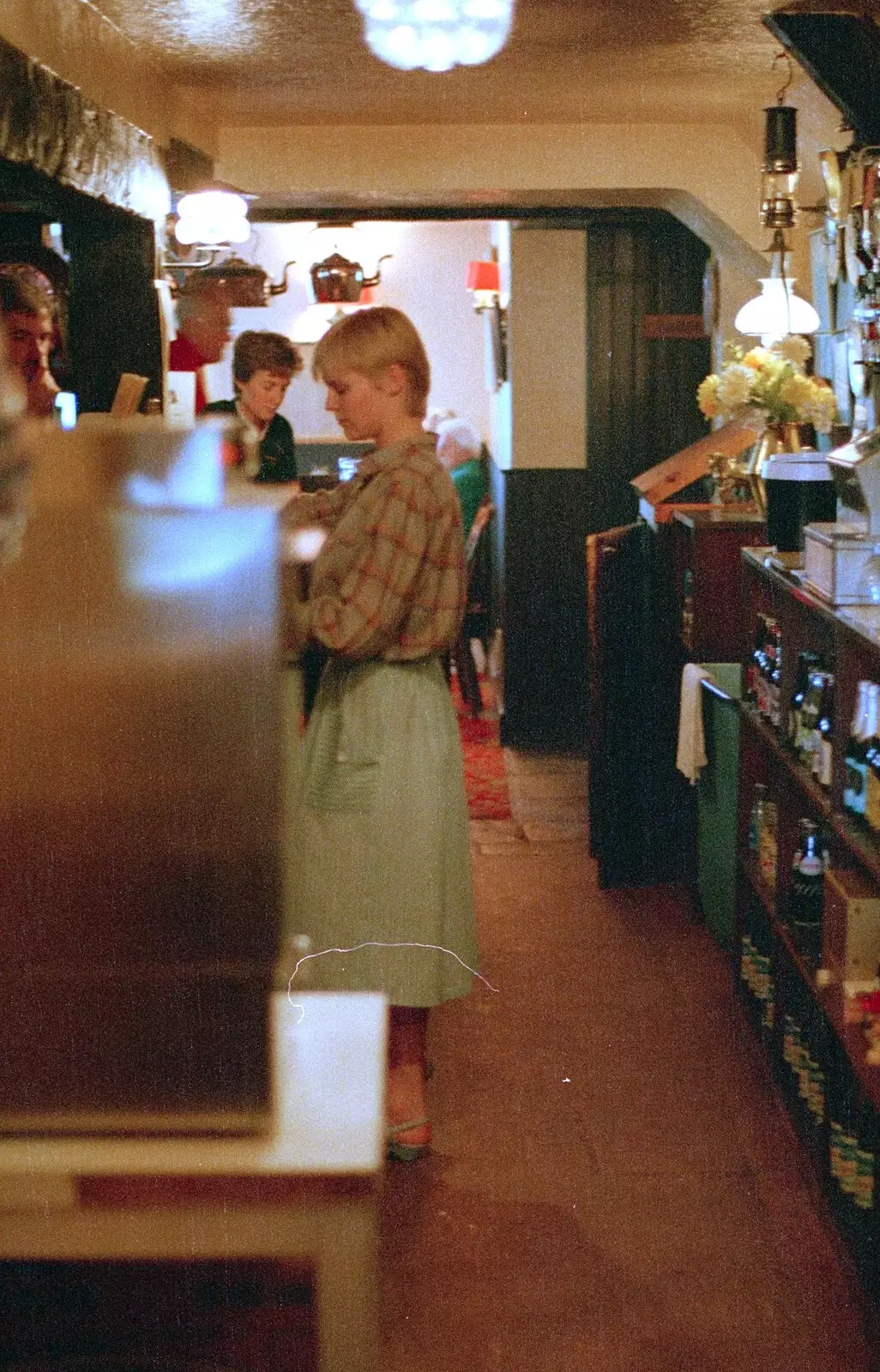 Gaye Stubbs behind the bar, from A Vineyard Miscellany, Bransgore and the New Forest - 18th July 1986