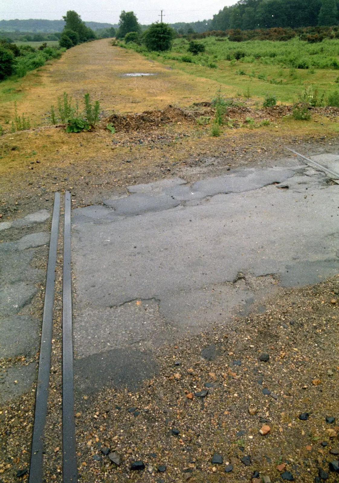 The remains of the rails in the road, from A CB Wedding and a Derelict Railway, Hampshire - 20th July 1986