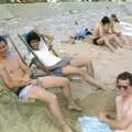 Riki, Chris and their friend on Bournemouth beach, A CB Wedding and a Derelict Railway, Hampshire - 20th July 1986