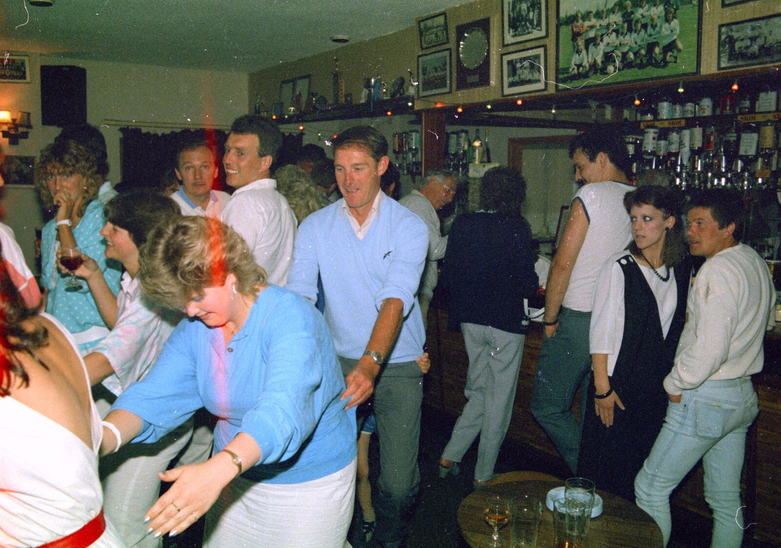 Carol and Brian in the conga from A CB Wedding and a Derelict Railway, Hampshire - 20th July 1986