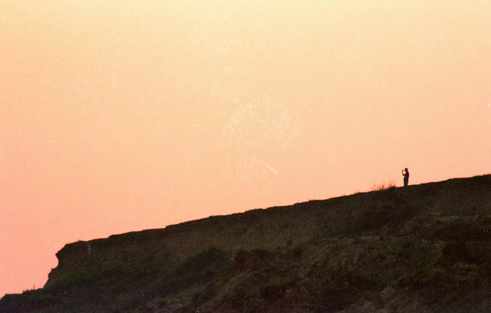 Someone on the cliff top looks out to sea, from On the Beach Again and the CB Gang at the Pub, Barton on Sea and Hordle, Hampshire - 25th July 1986