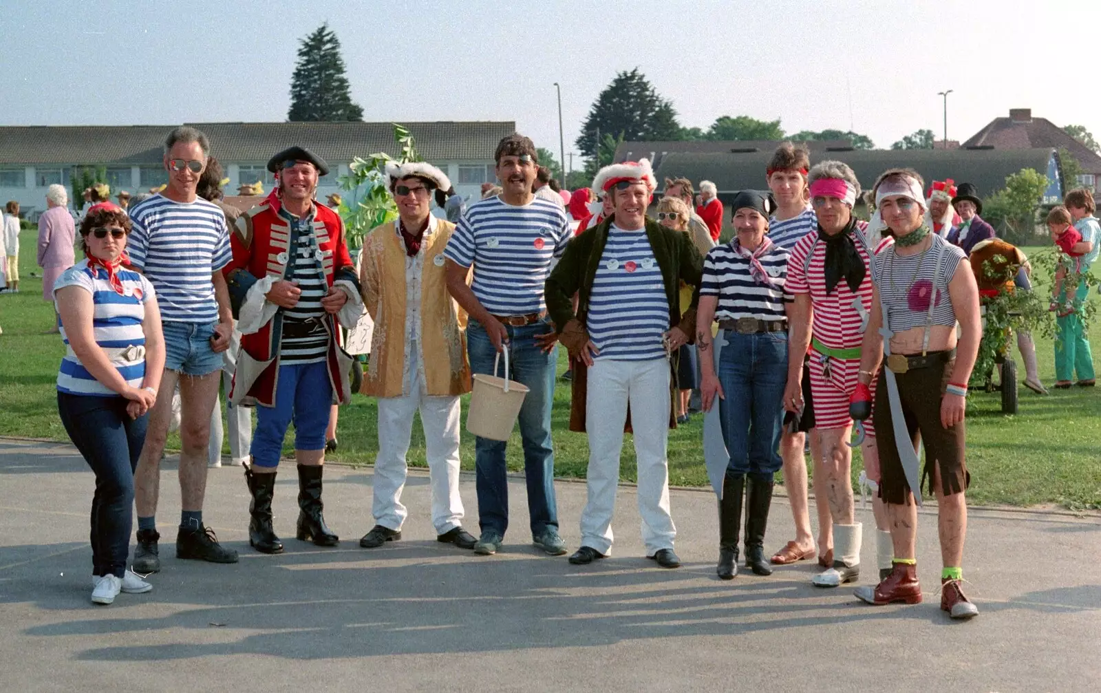 The McCarthy and Stone posse do a group photo, from Sean and the New Milton Carnival, Hampshire - 1st August 1986