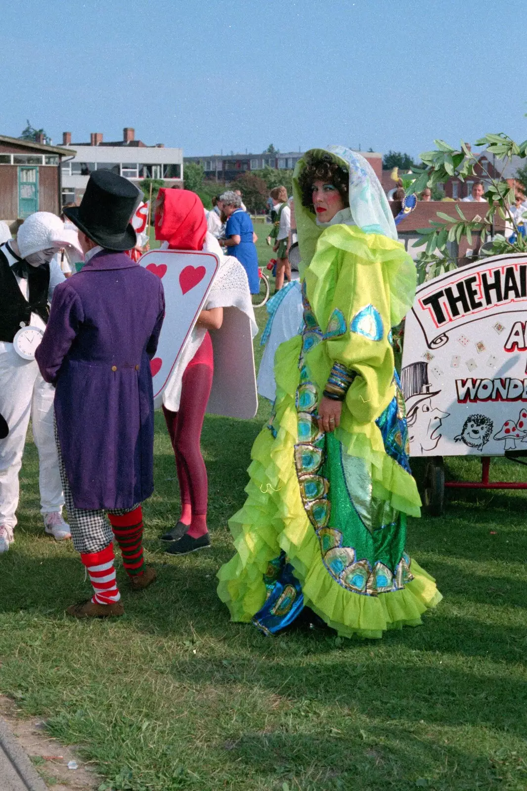 A particularly lime green dress, from Sean and the New Milton Carnival, Hampshire - 1st August 1986