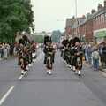 The Ringwood Pipe Band on Station Road, The New Forest Marathon, New Milton, Hampshire - 14th September 1986