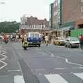 The runners, support van and a motorbike rozzer, The New Forest Marathon, New Milton, Hampshire - 14th September 1986