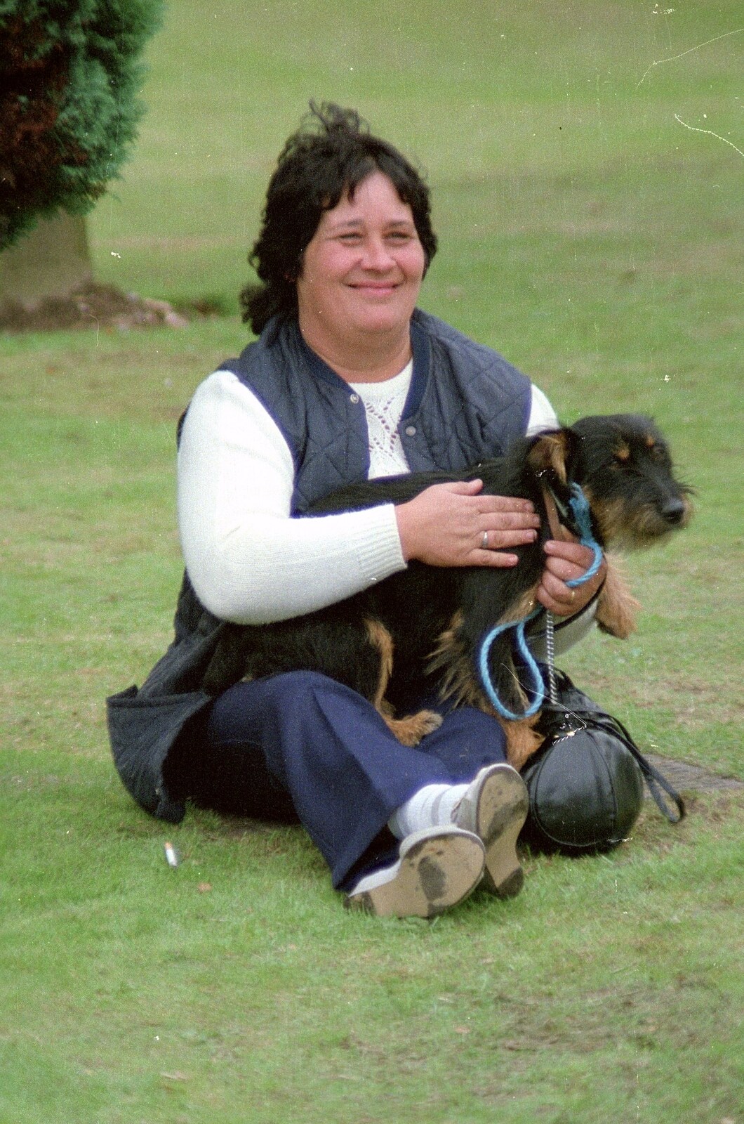 Pauline with a dog from The New Forest Marathon, New Milton, Hampshire - 14th September 1986
