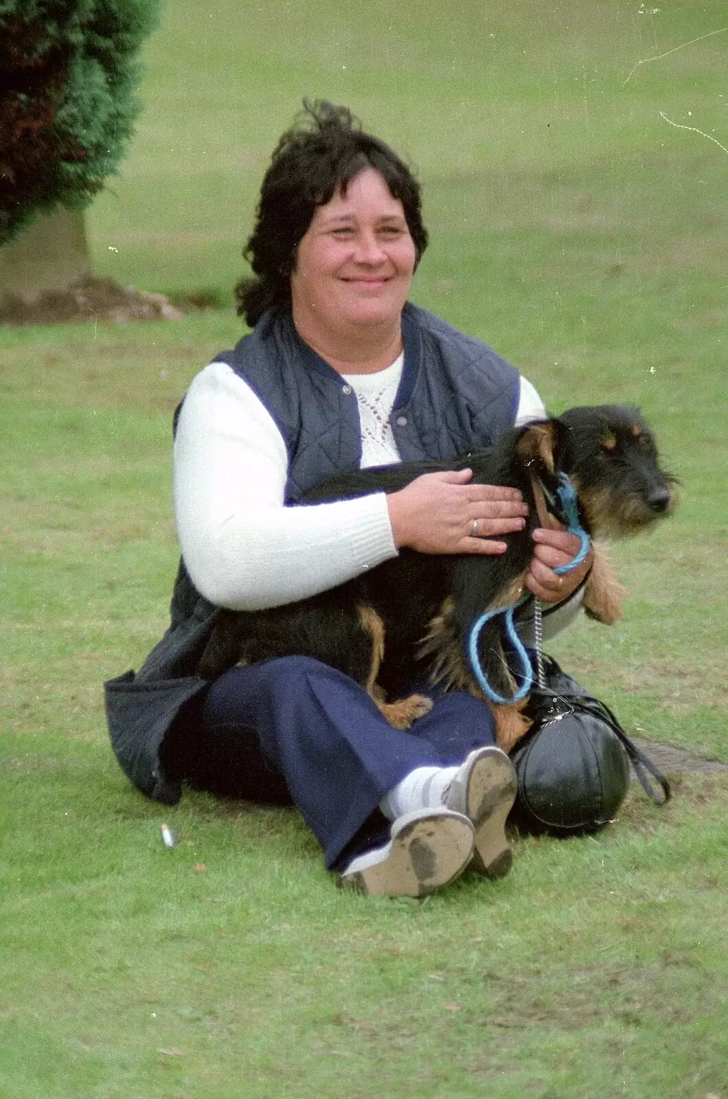 Pauline with a dog, from The New Forest Marathon, New Milton, Hampshire - 14th September 1986