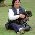 Pauline with a dog, The New Forest Marathon, New Milton, Hampshire - 14th September 1986