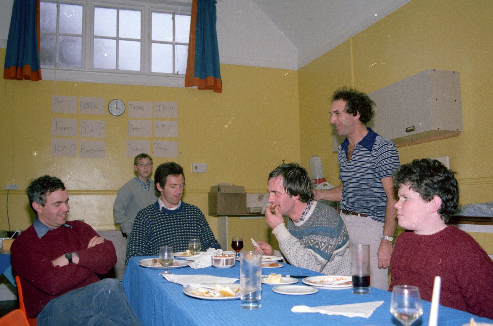 The grape-picking party in Bransgore Village Hall from Grape Picking and the Trip Back to Poly, Bransgore and London - 20th September 1986