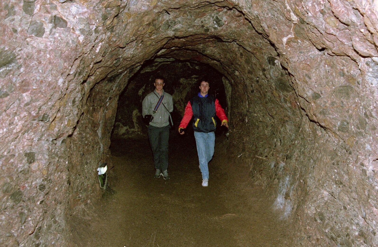 Chris and Riki stroll through a tunnel from Uni: Back at Poly and a Trip to Cheddar Gorge, Somerset and Plymouth - 2nd October 1986