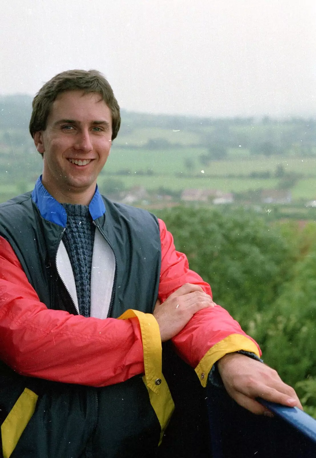 Riki at the top of the lookout, from Uni: Back at Poly and a Trip to Cheddar Gorge, Somerset and Plymouth - 2nd October 1986