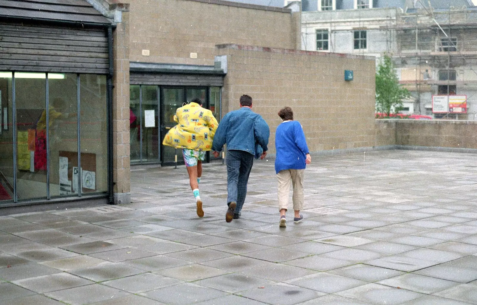 Frank, Ed and Barbara leg into the Students' Union, from Uni: Back at Poly and a Trip to Cheddar Gorge, Somerset and Plymouth - 2nd October 1986