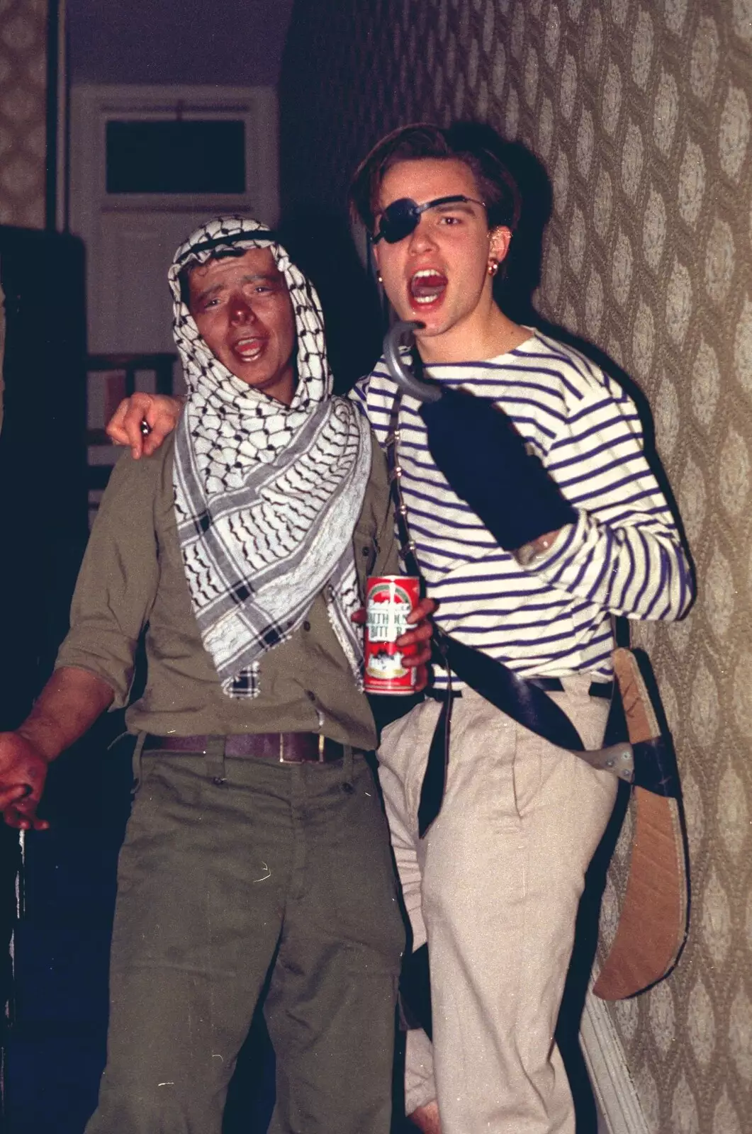 Yasser, a pirate and a can of bitter, from Uni: Simon Read's Party, North Road East, Plymouth - 10th October 1986