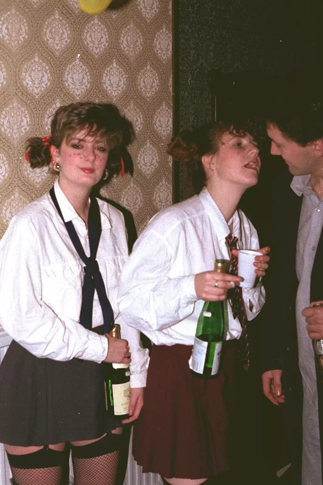 80s schoolgirls (not really), from Uni: Simon Read's Party, North Road East, Plymouth - 10th October 1986