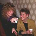 Something is discussed over plastic cups of wine, Uni: Simon Read's Party, North Road East, Plymouth - 10th October 1986