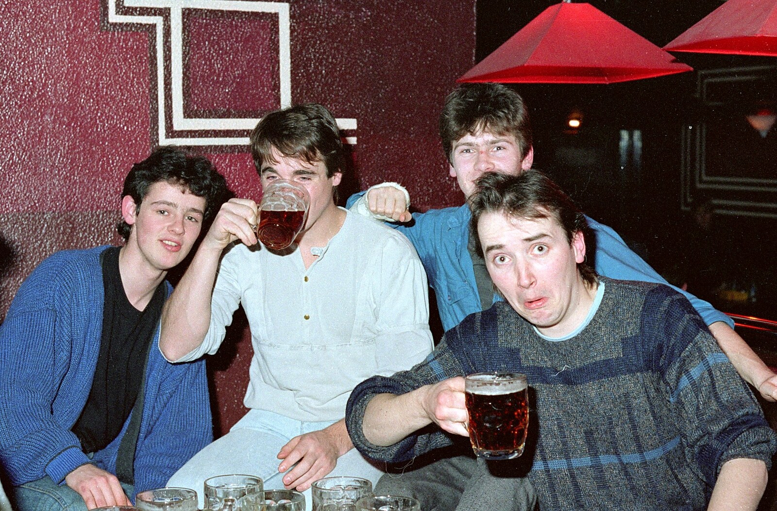 Beer in mugs from Uni: A Party in Snobs Nightclub, Mayflower Street, Plymouth - 18th October 1986
