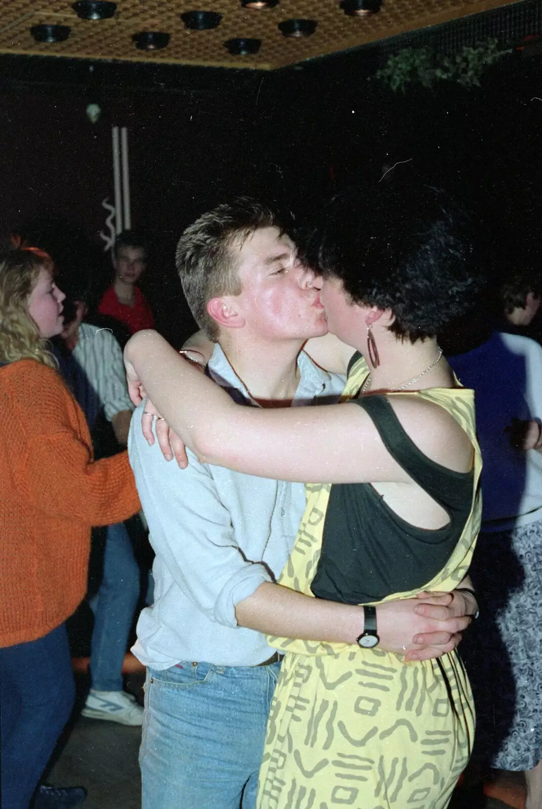 Party girl gets a snog, from Uni: A Party in Snobs Nightclub, Mayflower Street, Plymouth - 18th October 1986