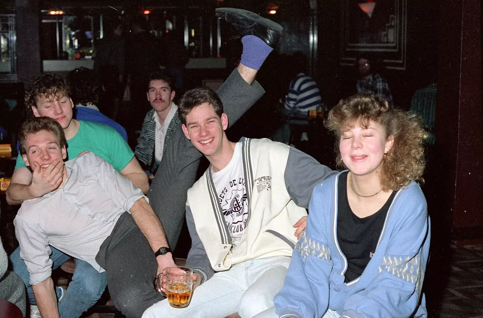 Someone with a leg in the air, from Uni: A Party in Snobs Nightclub, Mayflower Street, Plymouth - 18th October 1986