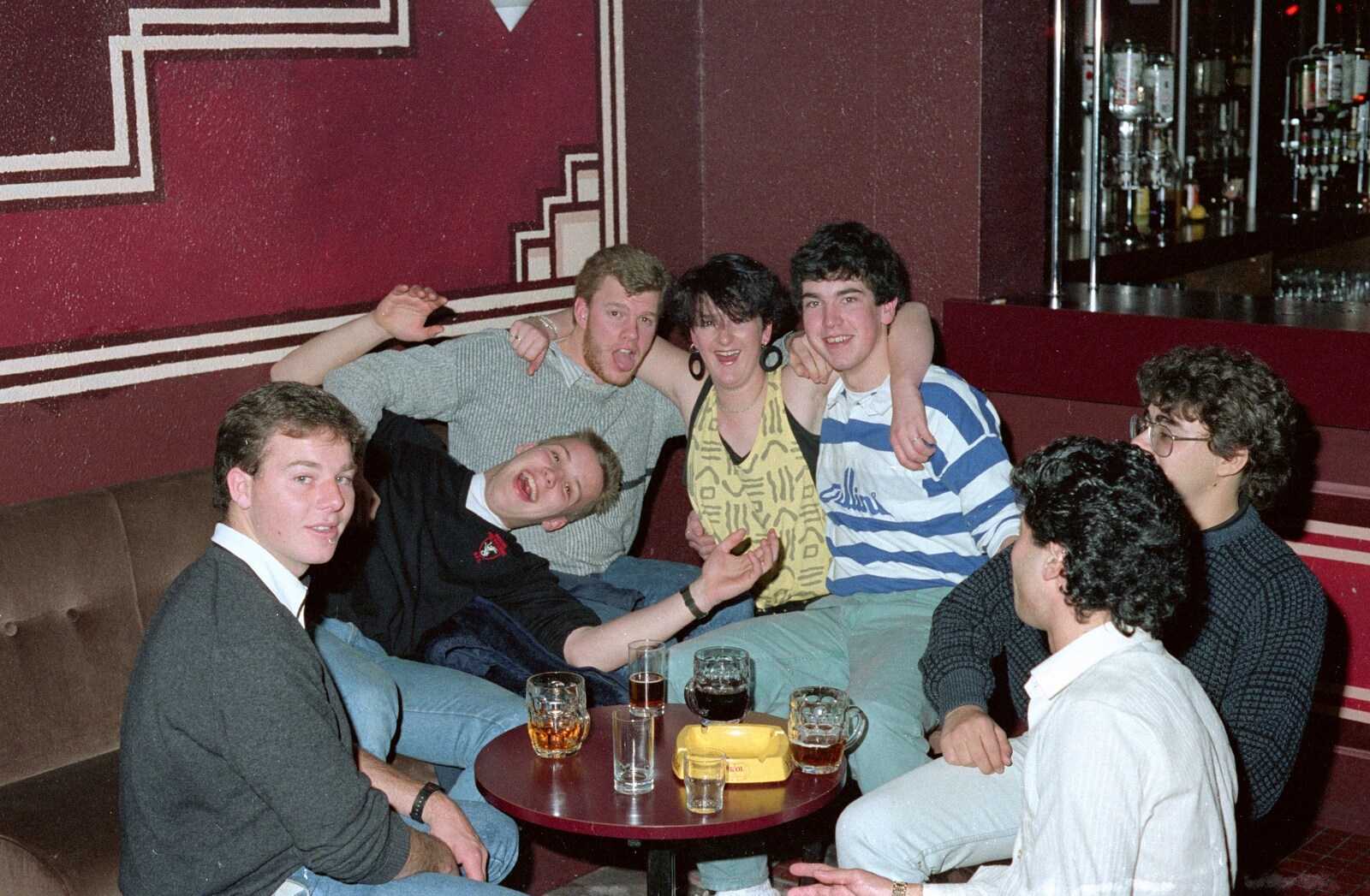 Another table of students from Uni: A Party in Snobs Nightclub, Mayflower Street, Plymouth - 18th October 1986