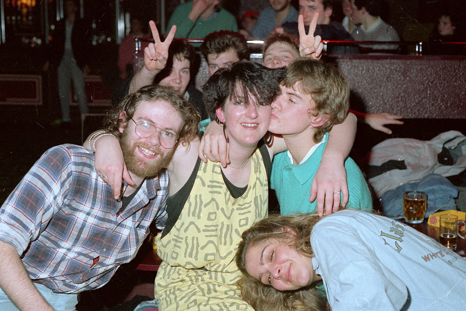 Lots of rabbit ears from Uni: A Party in Snobs Nightclub, Mayflower Street, Plymouth - 18th October 1986