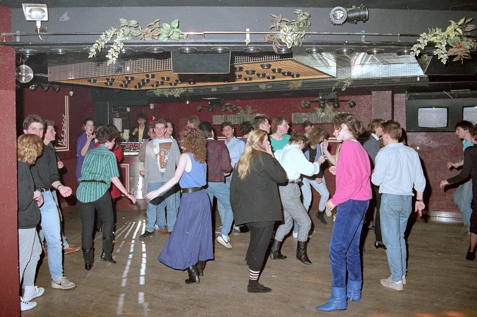 Malc the Dorchester Boy looks over from the floor, from Uni: A Party in Snobs Nightclub, Mayflower Street, Plymouth - 18th October 1986