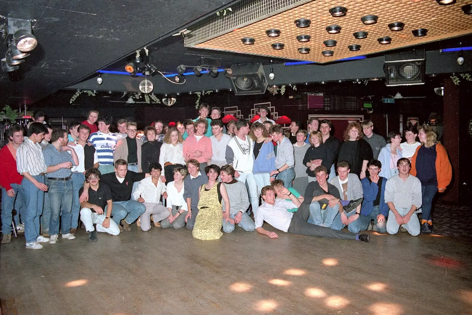 A group photo, from Uni: A Party in Snobs Nightclub, Mayflower Street, Plymouth - 18th October 1986