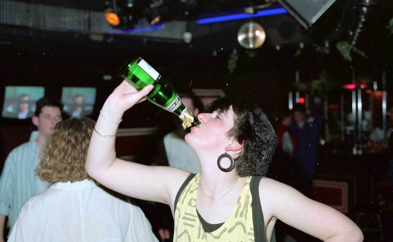 Swigging from the bottle of fizz, from Uni: A Party in Snobs Nightclub, Mayflower Street, Plymouth - 18th October 1986