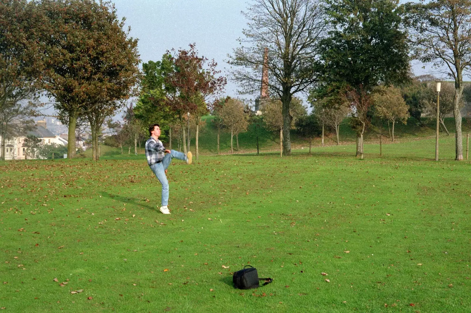 Riki skies the ball, from Uni: A Plymouth Hoe Kickabout, Plymouth, Devon - 20th October 1986