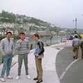Riki, John Stewart and Dave down by the harbour in Looe, Uni: A Plymouth Hoe Kickabout, Plymouth, Devon - 20th October 1986