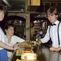 Ruth, Michelle and 'the barman', Uni: The Plymouth Polytechnic Satique Project, Salcombe and Plymouth - 10th November 1986