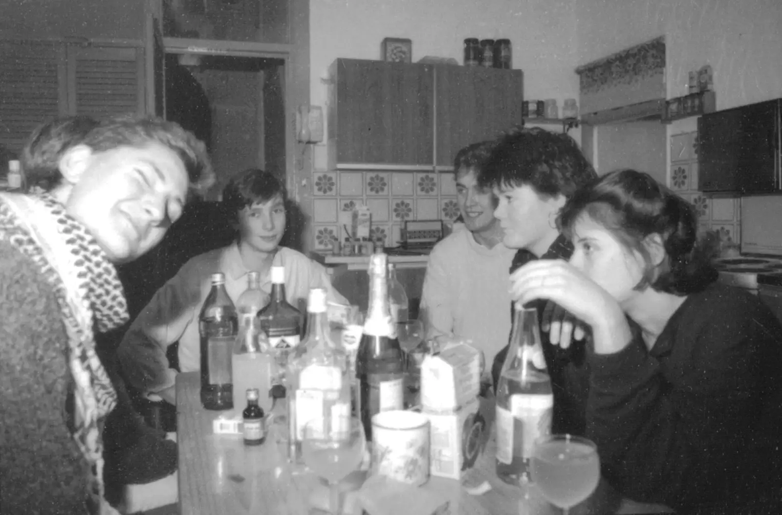 Various drinks and flavourings are on the table, from Uni: The Plymouth Polytechnic Satique Project, Salcombe and Plymouth - 10th November 1986