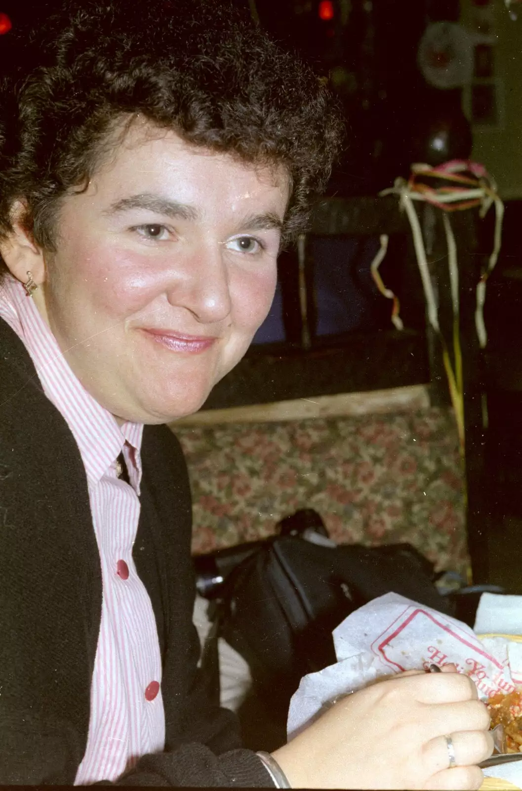 Liz in a pub, from A Bit of Bracken Way Pre-Christmas, Walkford, Dorset - 24th December 1986