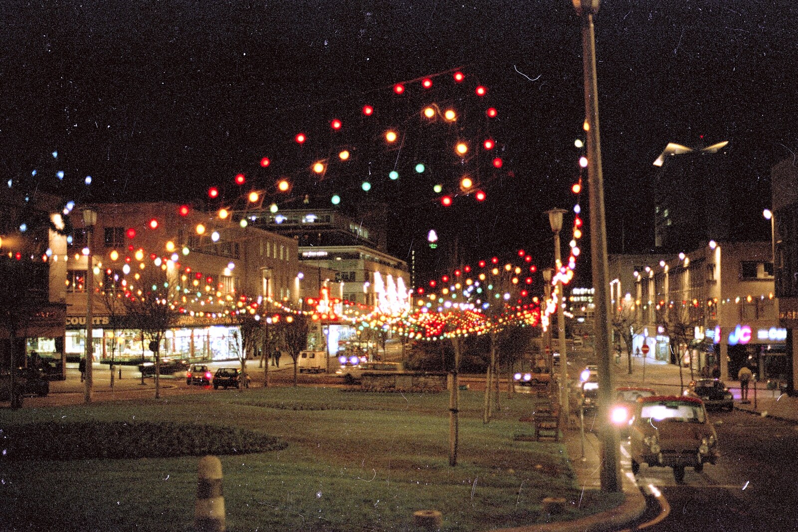 Christmas lights in Plymouth, on Armada Way from A Bit of Bracken Way Pre-Christmas, Walkford, Dorset - 24th December 1986