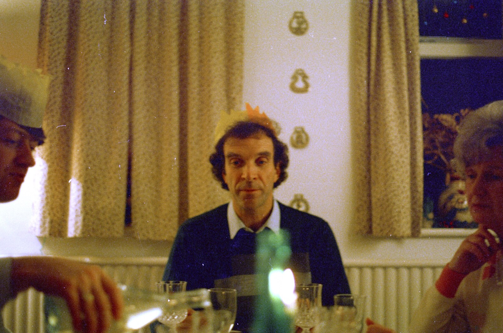 Mike contemplates the wine pouring from Christmas with Neil and Caroline, Burton, Dorset - 25th December 1986