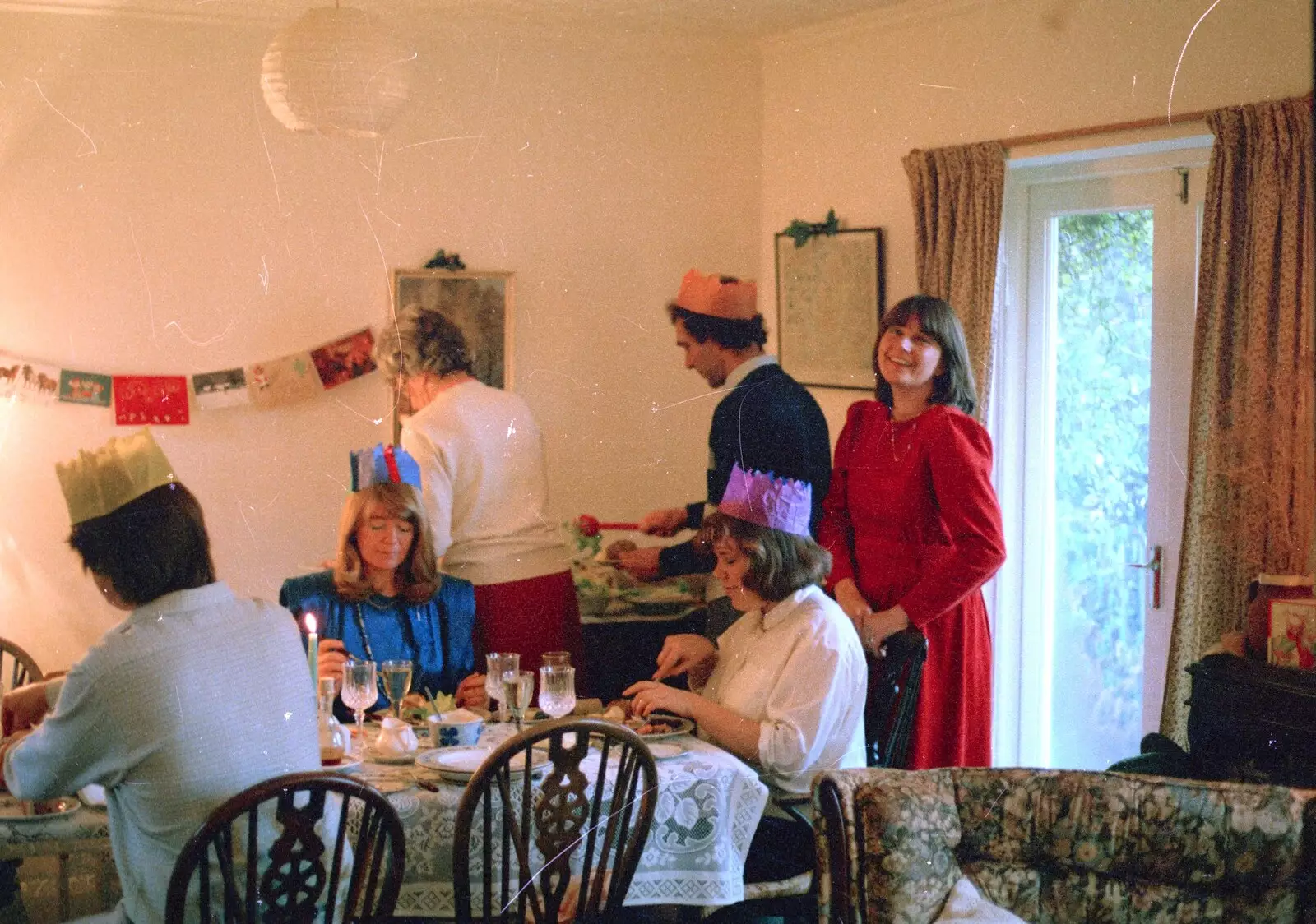 Dinner is served, from Christmas with Neil and Caroline, Burton, Dorset - 25th December 1986