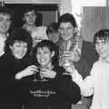 A group photo after the tasting session, Uni: The Satique Project, Salcombe and Plymouth - 15th January 1987
