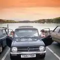 Michelle and Ruth pile out of their Mini, Uni: The Satique Project, Salcombe and Plymouth - 15th January 1987