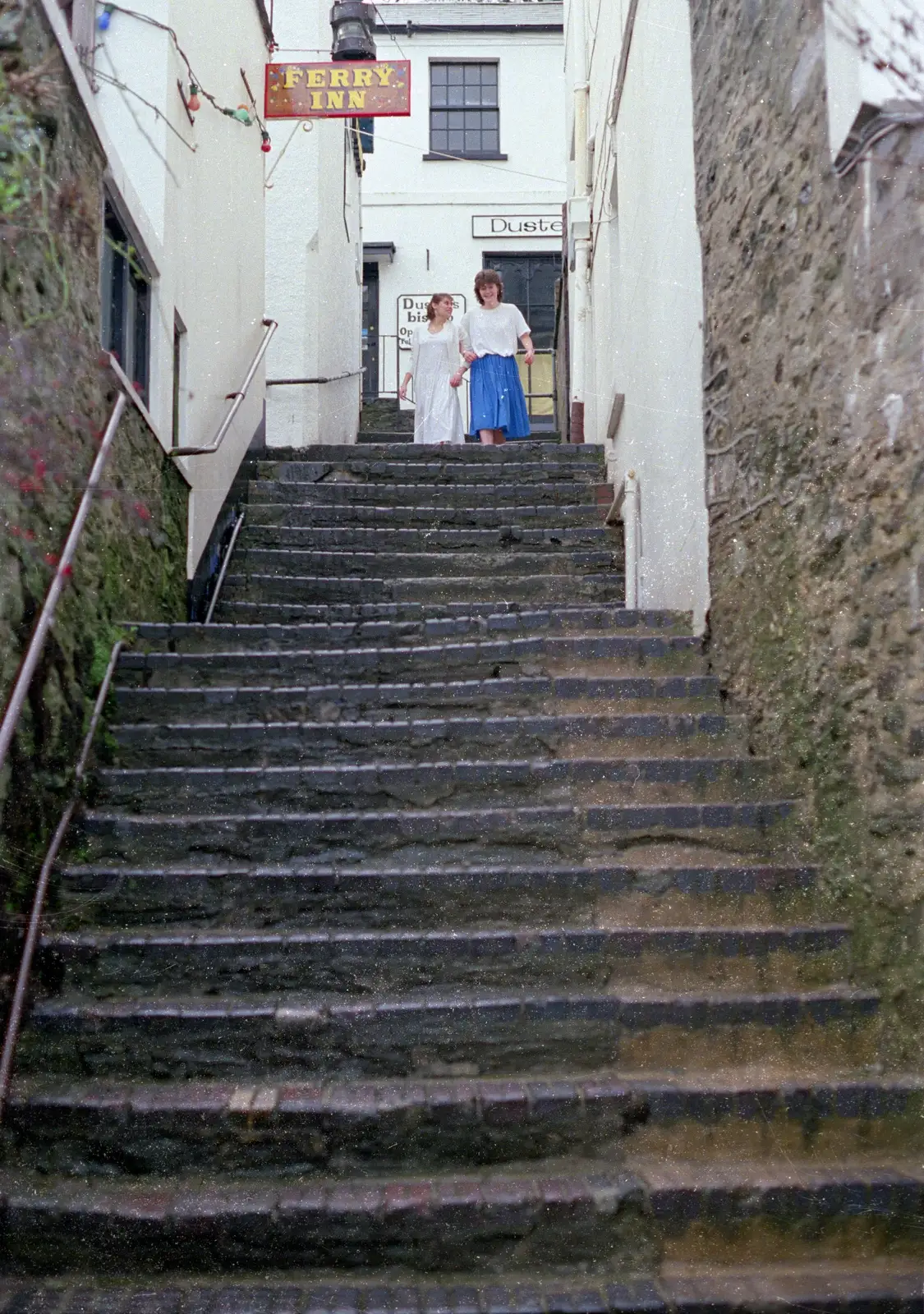 At the top of the stairs, from Uni: The Satique Project, Salcombe and Plymouth - 15th January 1987