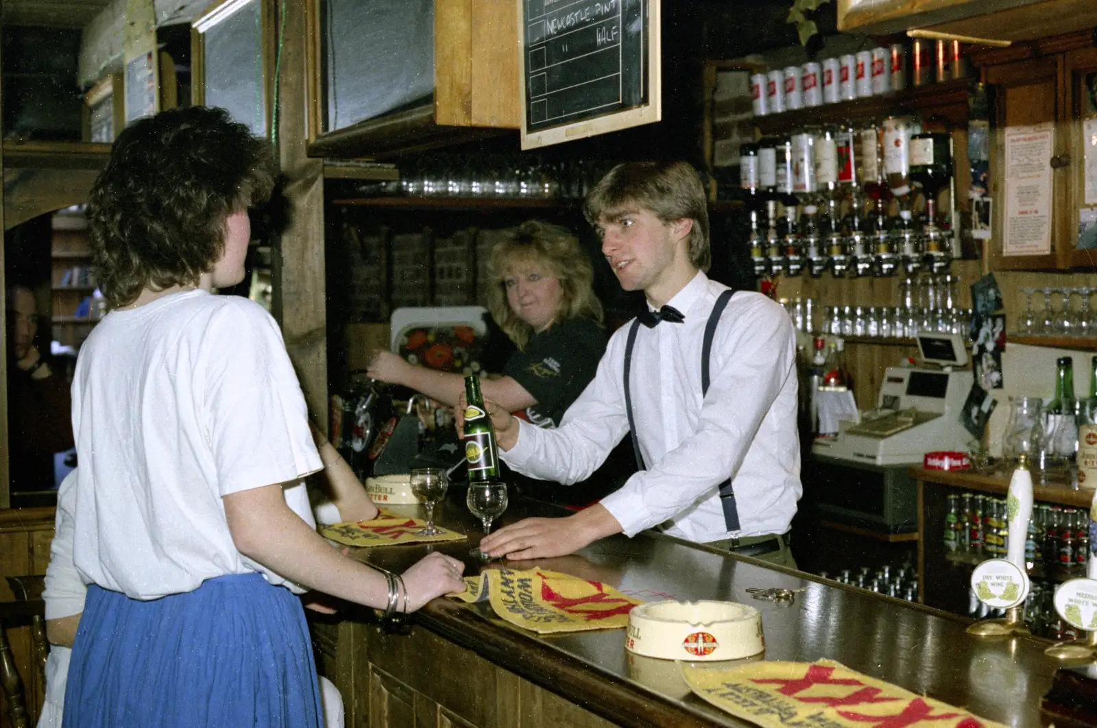 The deputy landlady of the JSV looks on, from Uni: The Satique Project, Salcombe and Plymouth - 15th January 1987