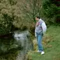 Riki stares at a river, Uni: A Trip to Venford Resevoir, Dartmoor, Devon - 18th January 1987