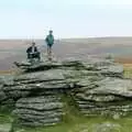 Chris and Dave on the top of a tor, Uni: A Trip to Venford Resevoir, Dartmoor, Devon - 18th January 1987