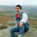 Riki sits on a rock, Uni: A Trip to Venford Resevoir, Dartmoor, Devon - 18th January 1987